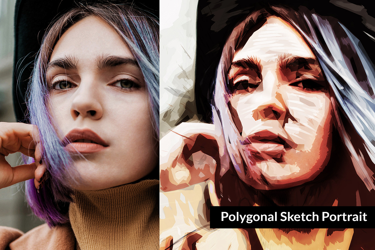 Polygonal Sketch Portrait, an Action Add-On by PSD Action (Photo 3 of 3)