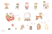 MERRY CHRISTMAS watercolor, an Animal Illustration by OlliArtDesign (Thumbnail 2 of 10)