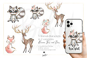 Boho Animals Woodland Clipart, an Animal Illustration by KaramfilaS (Thumbnail 2 of 9)