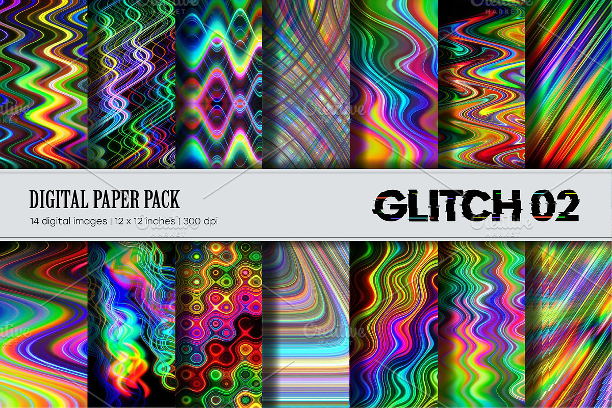 Big Bundle Glitch Psychedelic., a Texture Illustration by KENO Mascots (Photo 3 of 11)