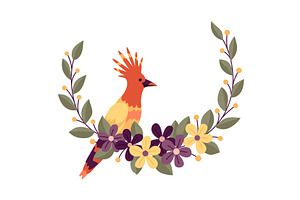 Round flower bird frame, vintage, an Object Illustration by the8monkey