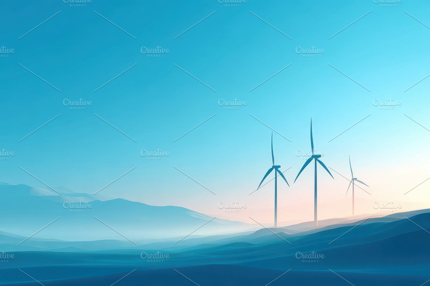 Abstract Wind Turbines at Sunrise, a Wallpaper Photo by AlyaAnd