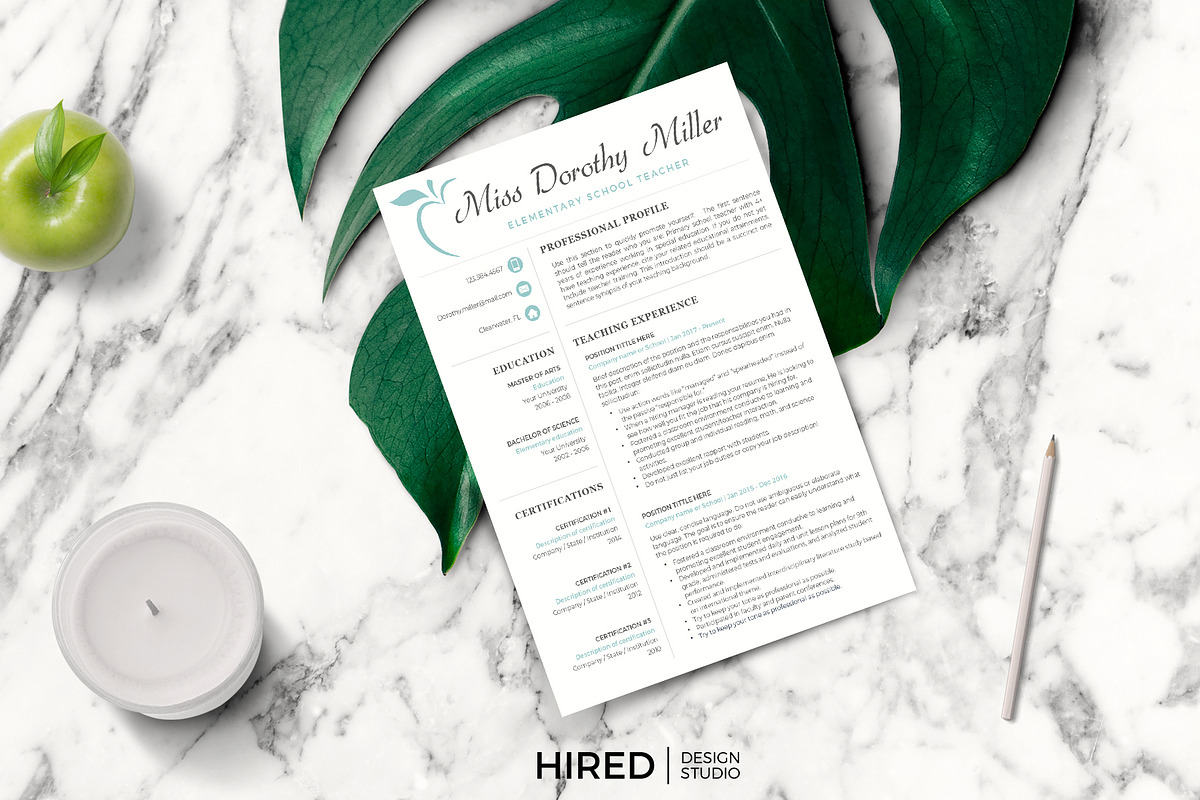 Professional Resume for Teachers, a Resume Template by HIRED Design Studio (Photo 13 of 13)