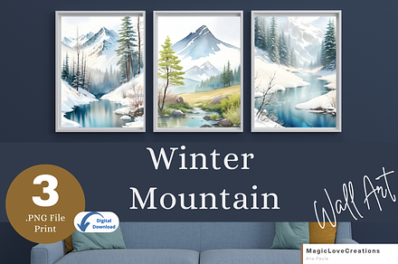 Winter Mountain Landscape Printable, a Poster Template by MagicLove Creations