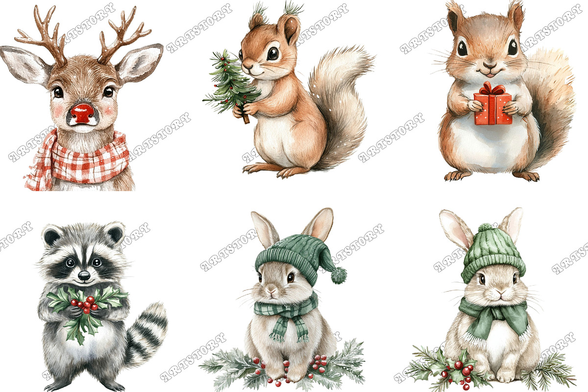 Christmas Woodland Cute Animals Fair, an Illustration by designcity5 (Photo 2 of 5)