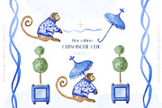Chinoiserie Blue Watercolor, a Decorative Illustration by LABFcreations (Thumbnail 5 of 10)