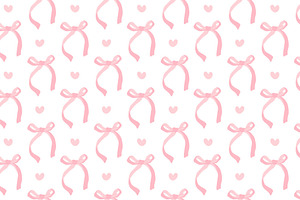 Dreamy Pink Bows & Hearts Pattern