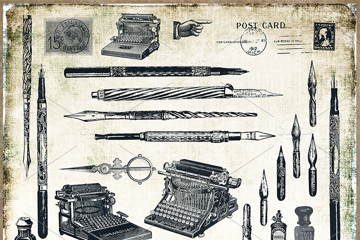 Vintage Office & Postcard Clipart, a Work Illustration by Le Paper Cafe (Photo 2 of 5)