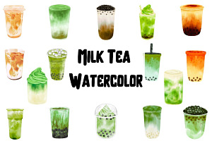 Watercolor Milk Tea Clipart