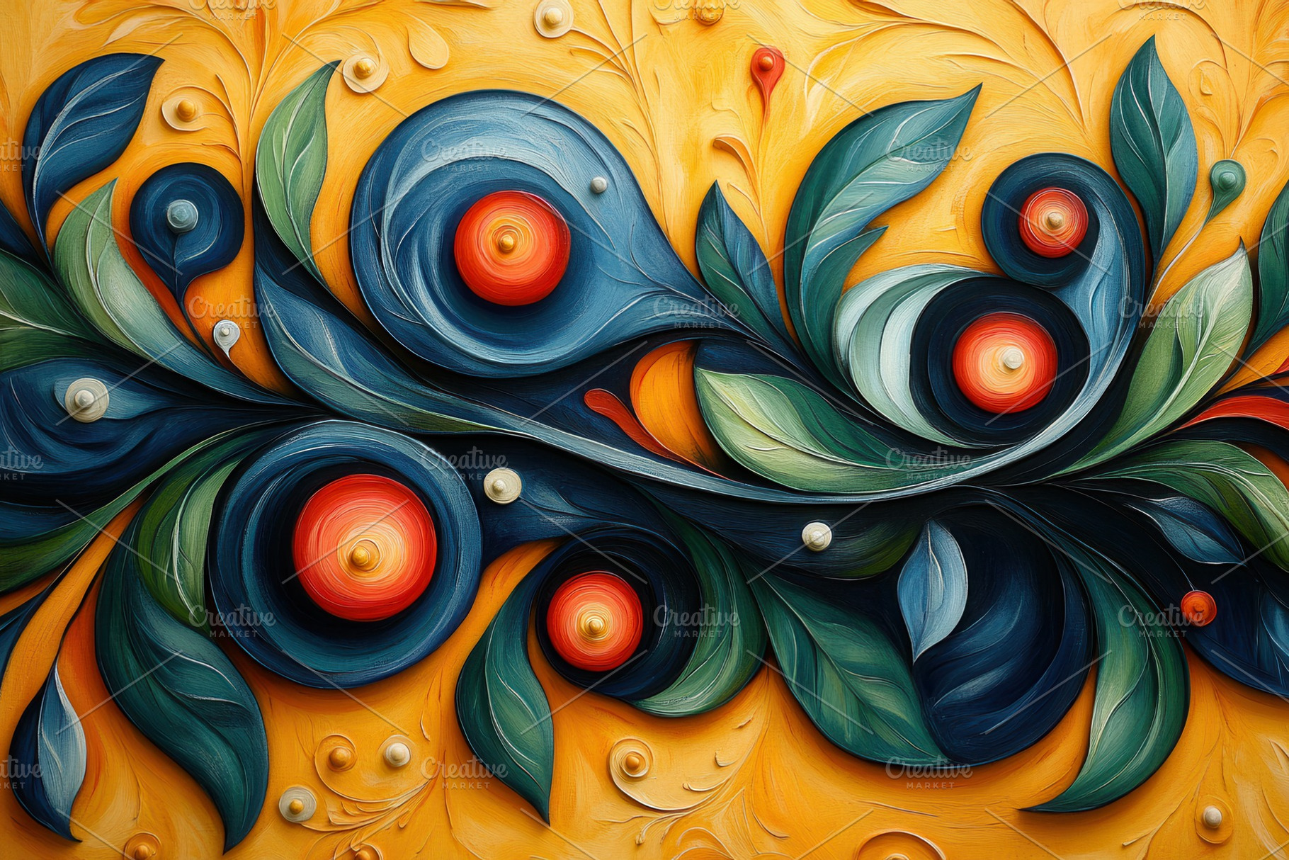 Colorful floral design with swirling, a Photo by Tanuart