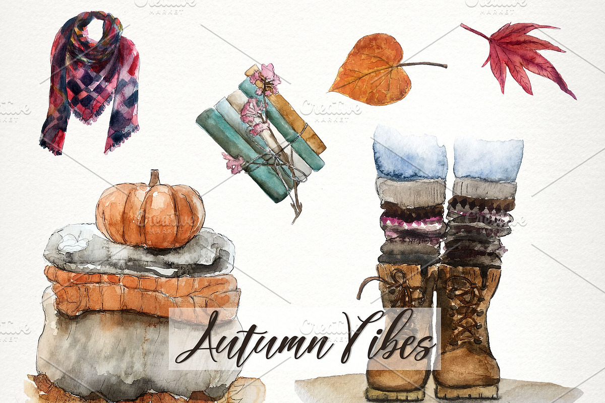 Autumn Vibes Clip Art Set, an Illustration by SandraGraphicDesign (Photo 10 of 10)