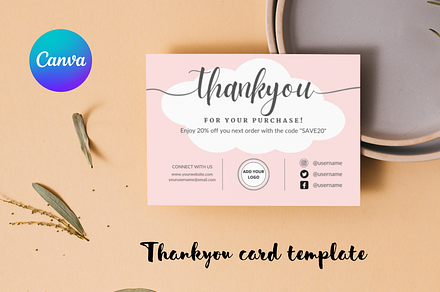 Thank You Card Canva Template, a Card Template by DesignTreasureID