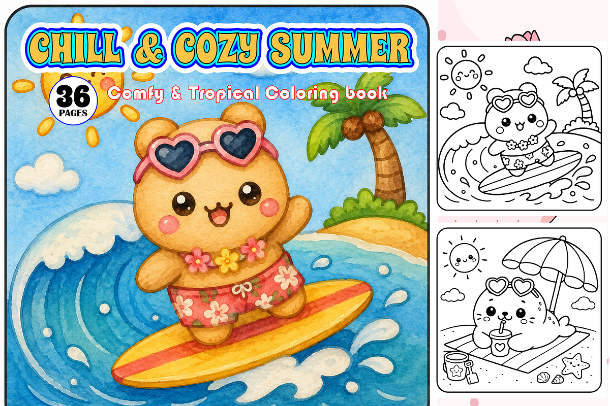 Chill & Cozy Summer Comfy & Tropical, an Animal Illustration by Design Zone (Photo 1 of 4)