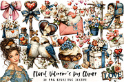 Floral Valentine's Day Clipart, an Illustration by OK Design (Thumbnail 1 of 6)