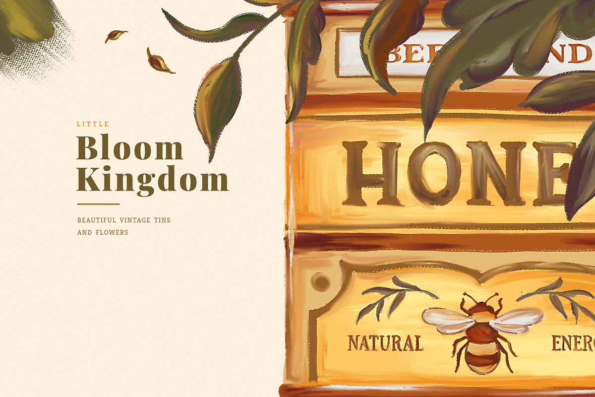 Vintage Tins & Flowers Graphic Set, a Texture Illustration by Yeticrab (Photo 4 of 12)