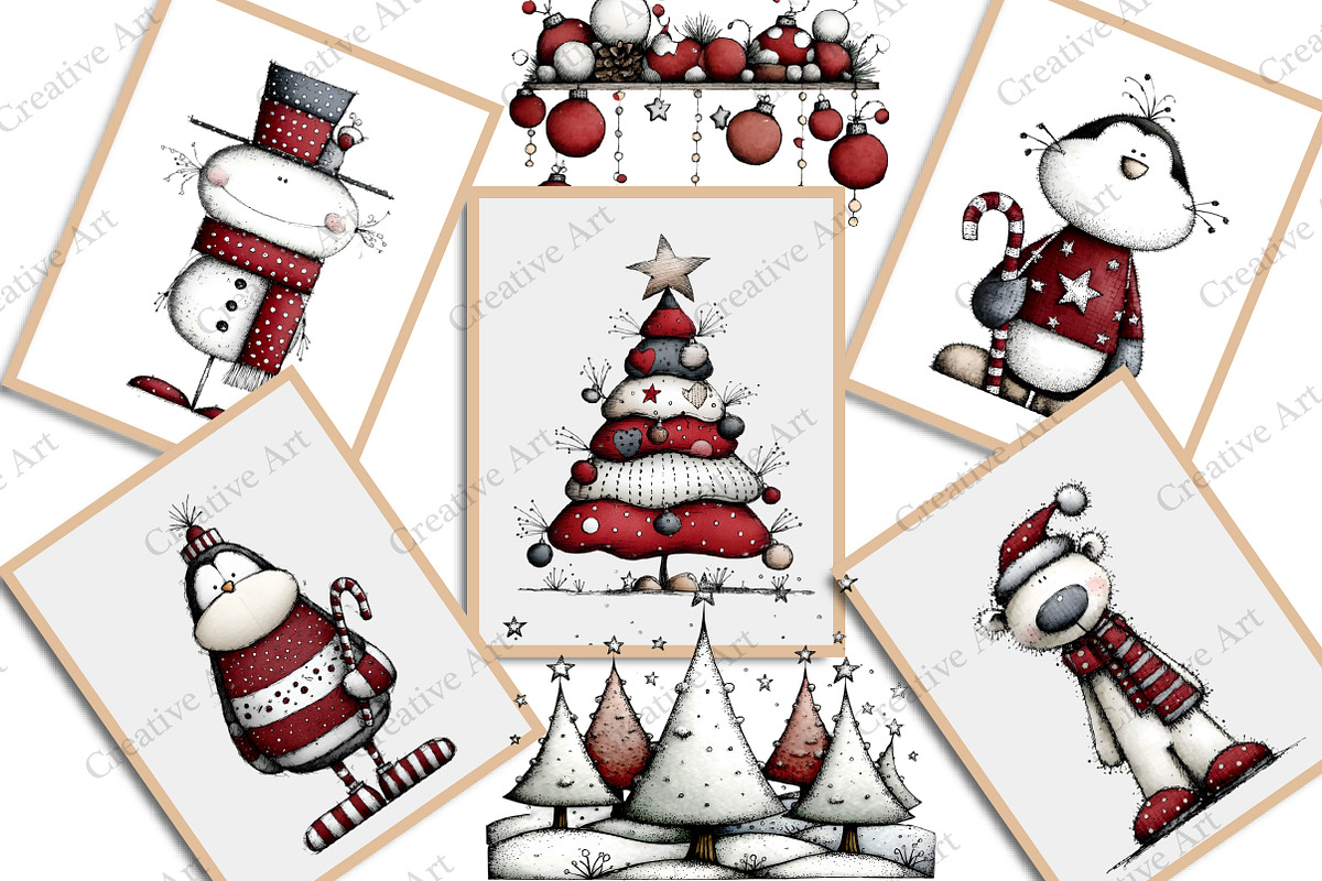 Whimsical Quirky Christmas Clipart, an Illustration by Creative Art (Photo 11 of 13)