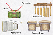 Musical Instruments Watercolor Set, an Education Illustration by KathrineWatercolor (Thumbnail 7 of 9)