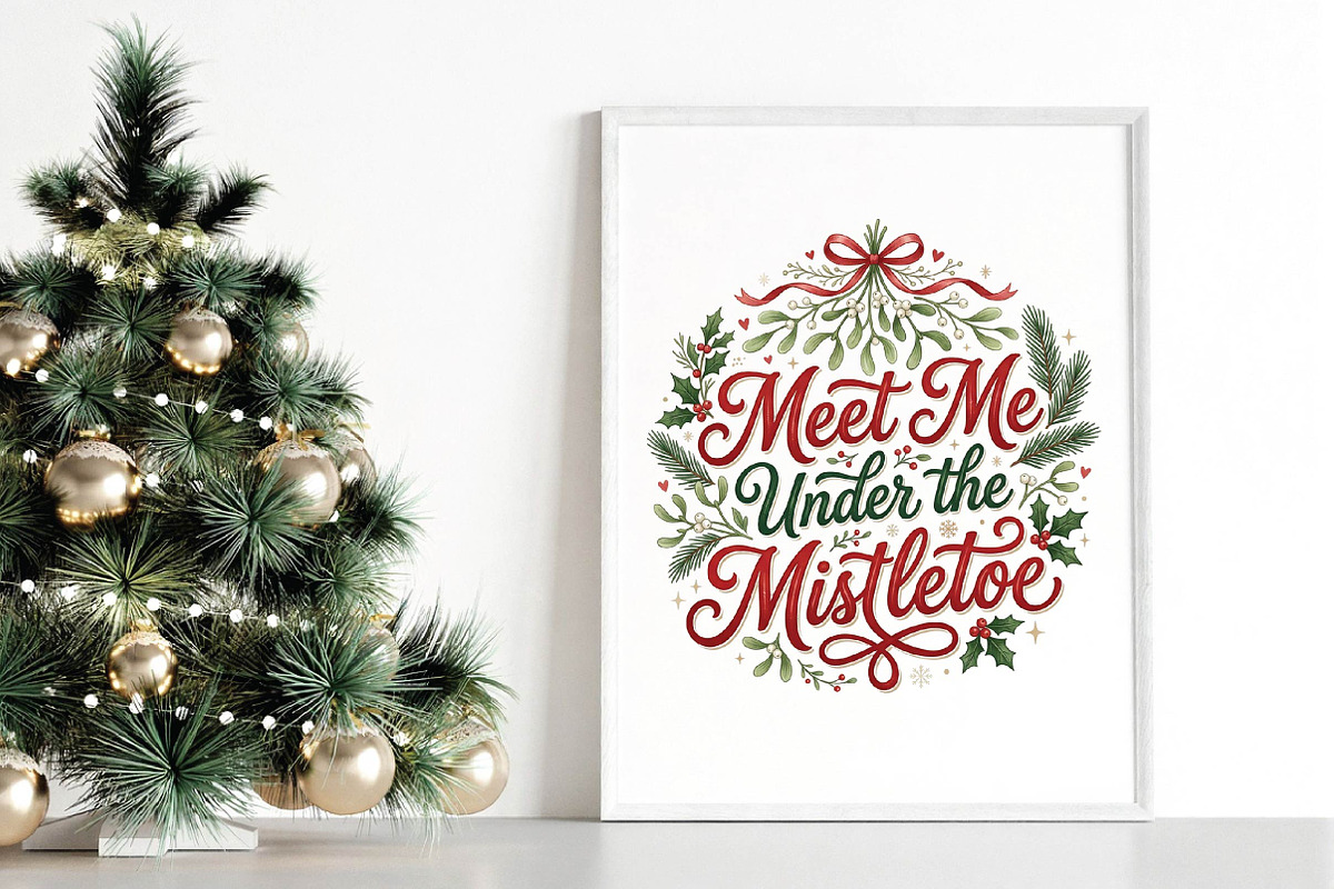 Meet Me Under the Mistletoe Christma, a Seasonal Illustration by DreamPrint404 (Photo 5 of 6)