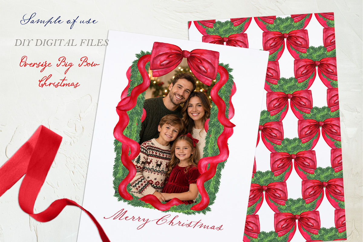 Oversized Red Bow Garland, a Seasonal Illustration by LABFcreations (Photo 1 of 4)