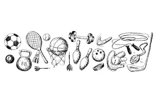 Sport equipment doodle set with, an Object Illustration by art PVP - market