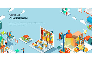 Virtual classroom education concept, an Education Illustration by Yayasya