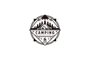 Camping logo design with mountain, a Branding & Logo Template by vexper