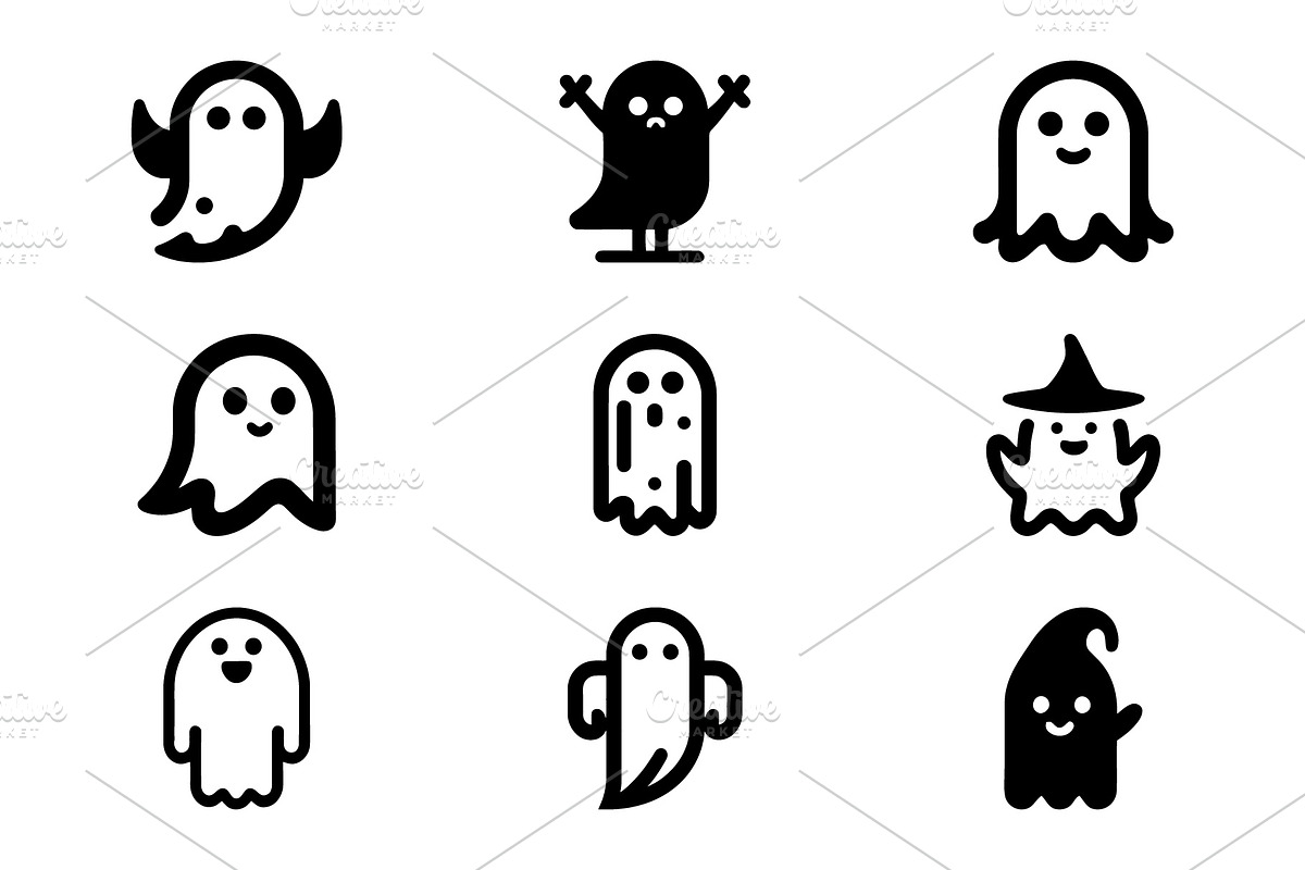 Minimal Spooky Ghost Icons, an Icon by Vectorium Studio