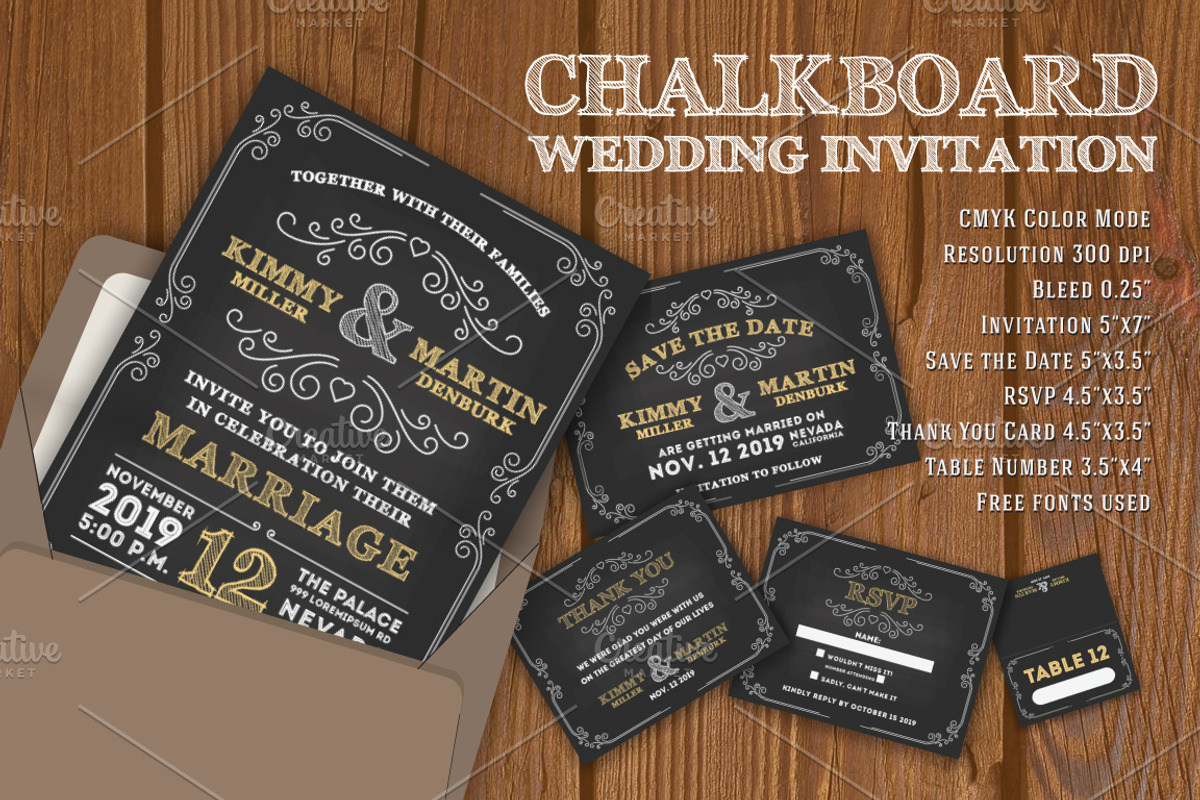 Chalkboard Wedding Invitation, an Invitation Template by Raftel (Photo 1 of 2)