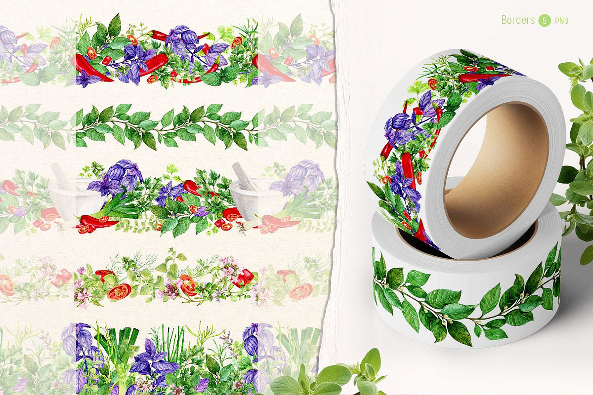 Culinary Herbs. Watercolor Set, a Food Illustration by Tata Pilip (Photo 8 of 14)