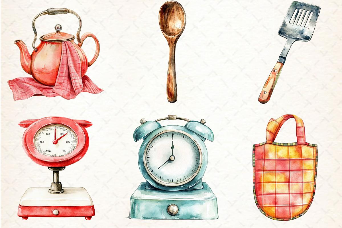 Watercolor Kitchen Utensils Clipart, an Icon by Libby Wishes (Photo 4 of 6)