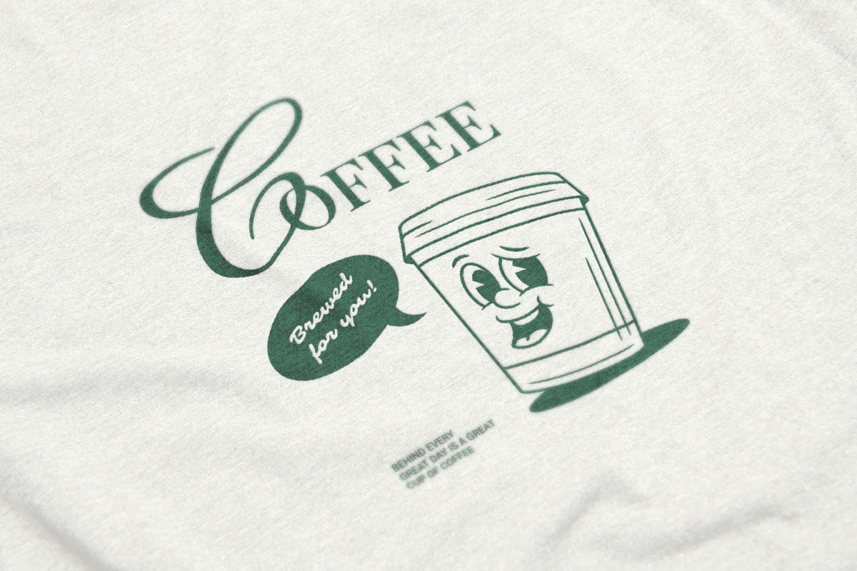 Retro Coffee Mascot T-Shirt Design, a Food Illustration by Vasya Kobelev (Photo 5 of 5)