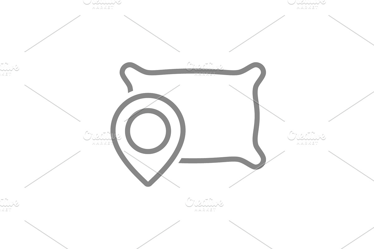 Pillow with location pin line icon, an Object Illustration by GraphiShop