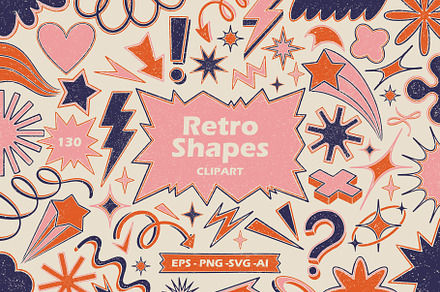Retro Shapes Playful Clipart, an Object Graphic by ElenKoss