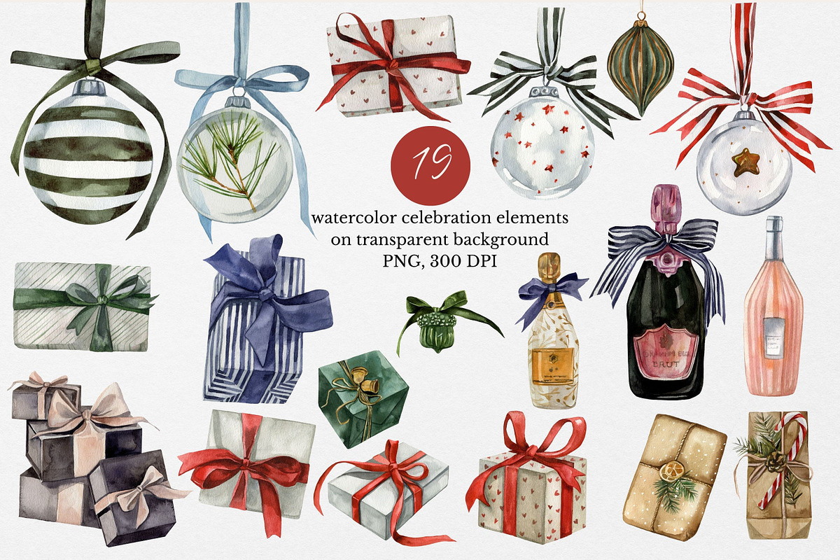 Celebration event clipart watercolor, a Decorative Illustration by Artcard Watercolor (Photo 6 of 13)