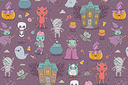 Cute Happy Halloween pattern, an Illustration by kostolom3ooo (Thumbnail 3 of 4)