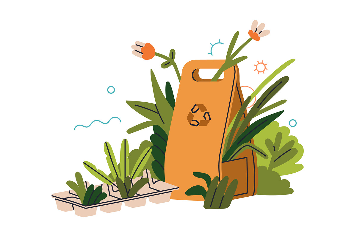 Eco package. Paper bags, kraft boxes, an Object Illustration by Good Studio (Photo 5 of 7)