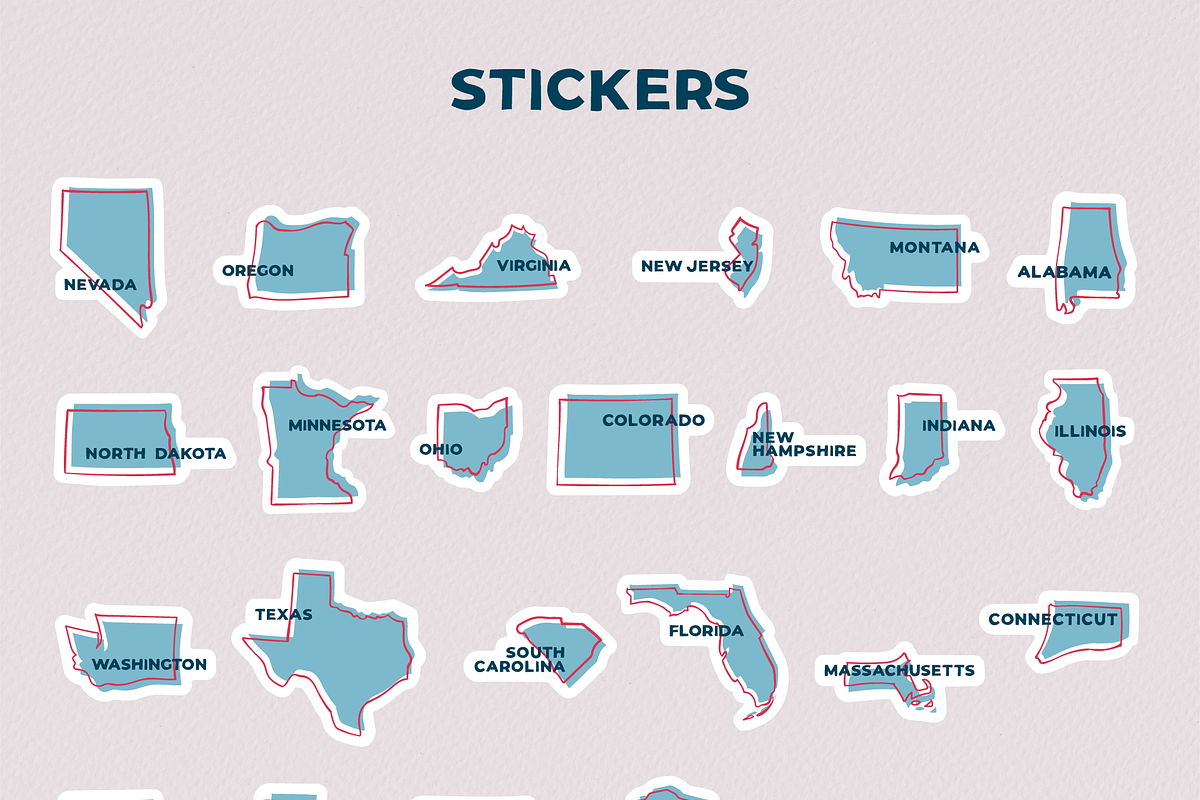 Set of 50 maps of USA States, an Education Illustration by Illustrationsforteachers (Photo 2 of 5)