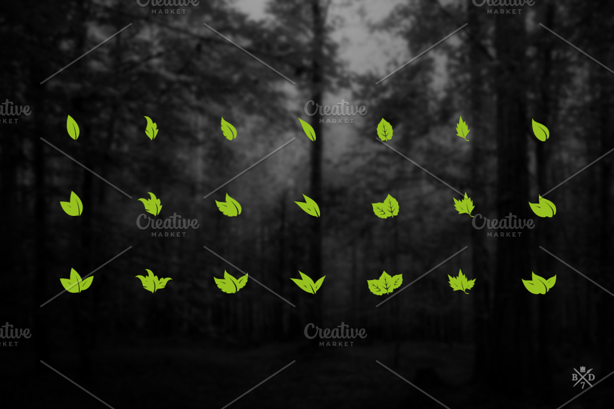Green Leaves - 84 vector icons preview 5