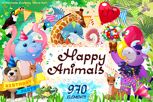 vector set Happy Animals