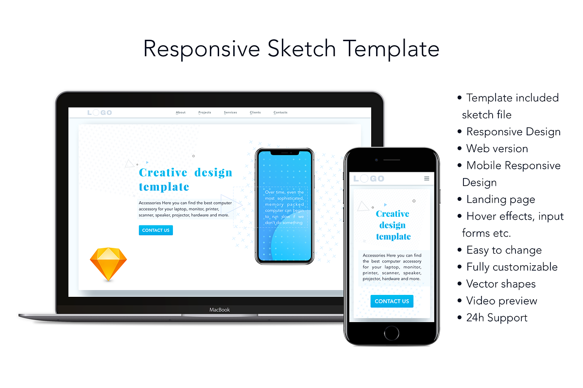 Responsive Sketch Template, a Landing Page Template by VectorShop (Photo 1 of 11)