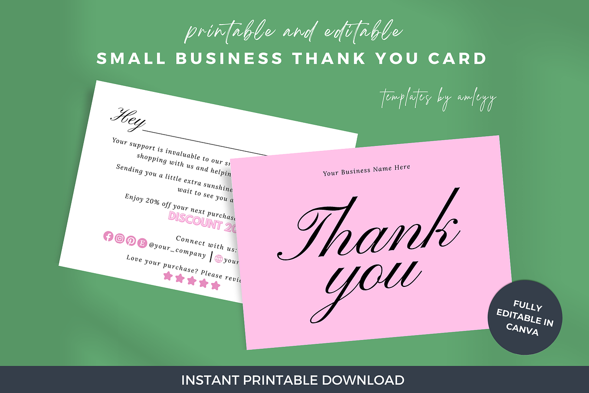 Minimal Thank You Card small Busines preview 2