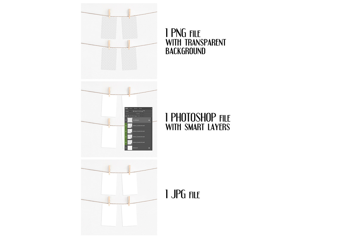 4x6 cards mockup with clothespins, a Print Template by Dorado Stock (Photo 2 of 3)
