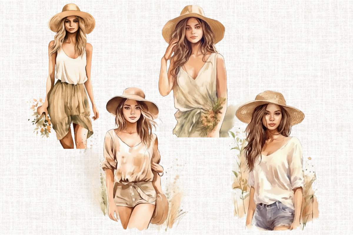Watercolor Boho Girl Clipart, a Person Illustration by Mash Mash Stickers (Photo 6 of 9)