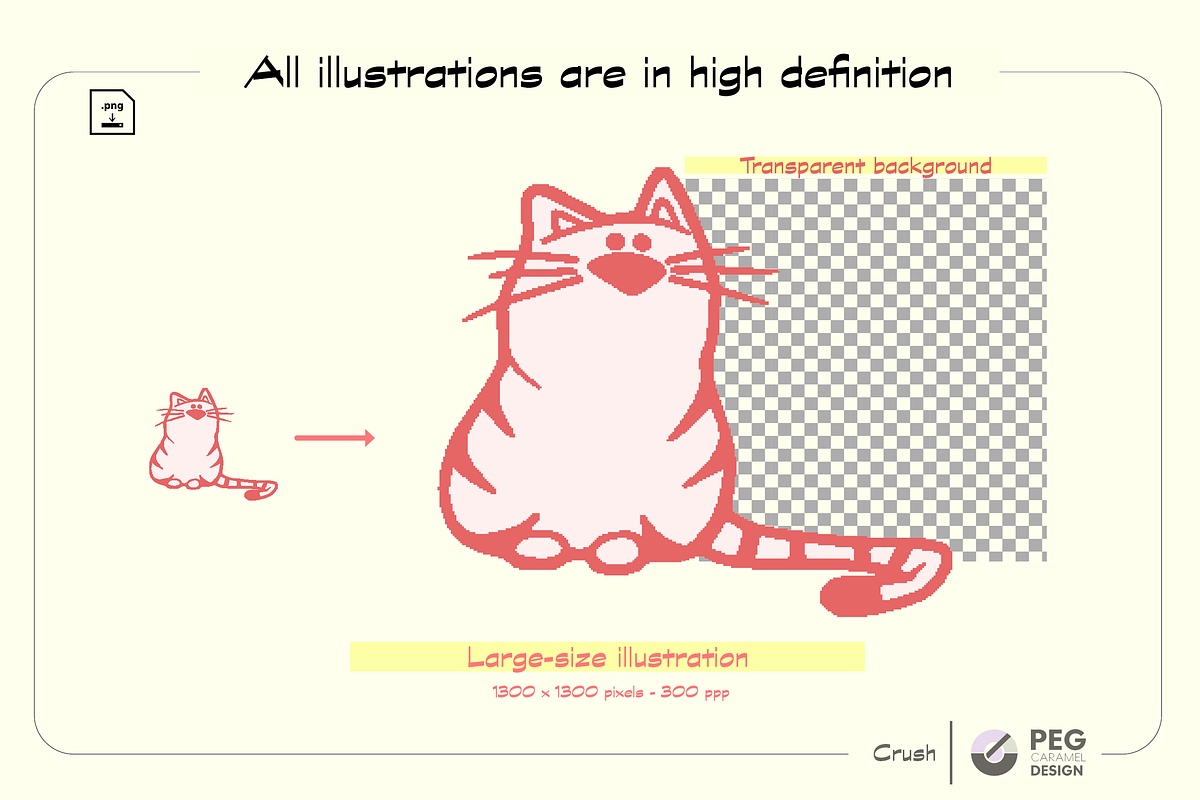 Cat Illustrations Hand-Drawn Kawaii, an Animal Illustration by Peg Design (Photo 3 of 6)