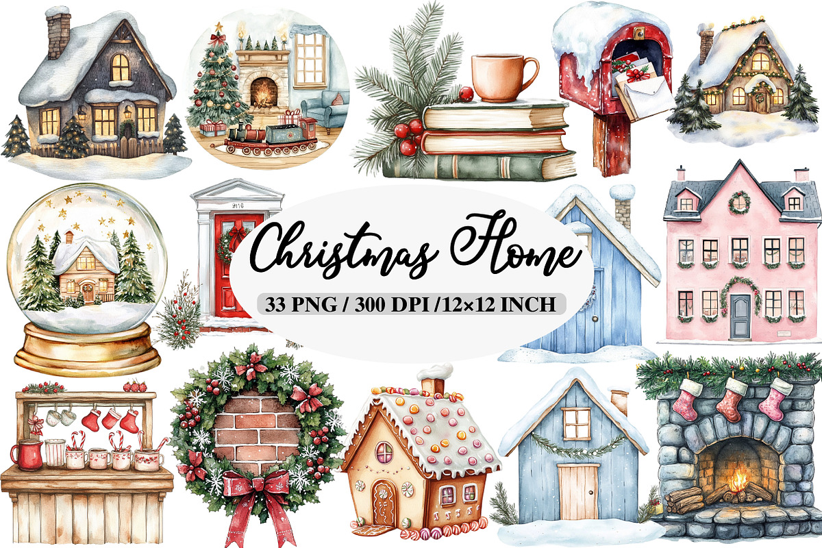 Christmas Home Clipart Bundle, an Illustration by Daily.Designs (Photo 1 of 5)