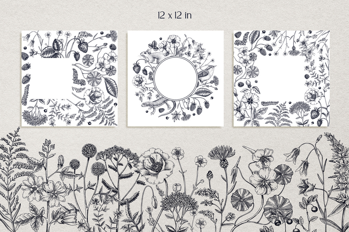 Vector Animals & Summer Flowers Set, a Seasonal Illustration by Yevheniia (Photo 9 of 14)