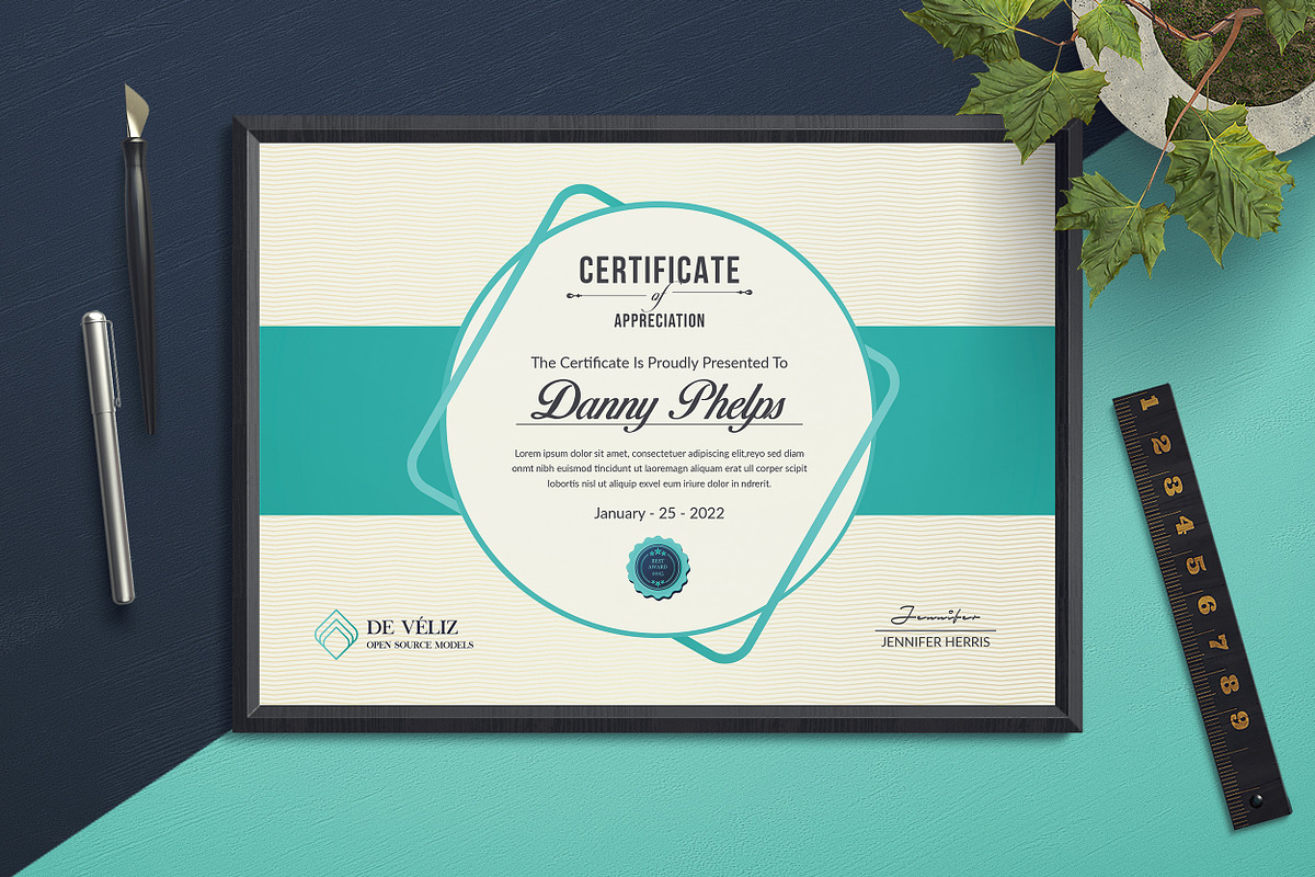 Landscape Certificate Template, a Stationery Template by ResumeDevisers (Photo 3 of 6)