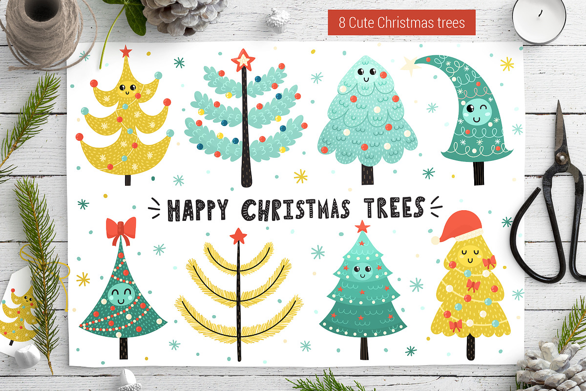 Happy Christmas Trees Collection, a Decorative Illustration by Gulnara Sabirova (Photo 10 of 13)