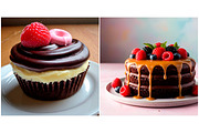 SET Cake Sweet Dessert Background, a Background Graphic by IrySha (Thumbnail 4 of 7)