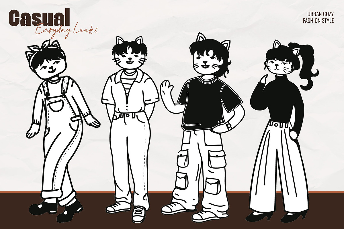 Handrawn Autumn Cat Character Set, an Animal Illustration by Invisual Studio (Photo 8 of 11)